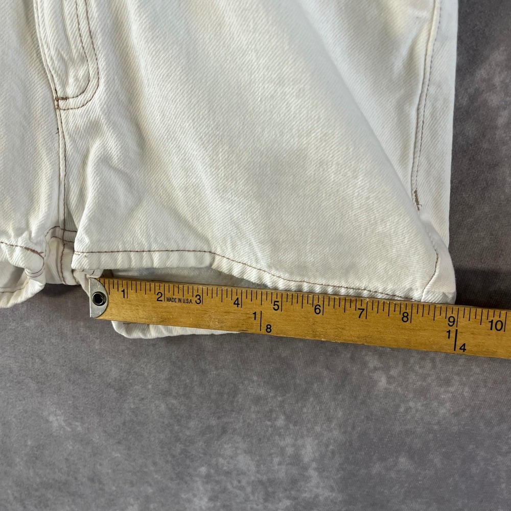 Zara Denim Romper Womens Size Small White Contrast Stitch Short Sleeve Utility - Picture 10 of 11